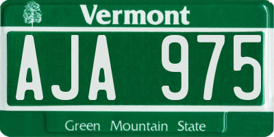 VT license plate AJA975