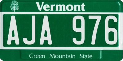 VT license plate AJA976