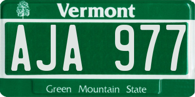VT license plate AJA977