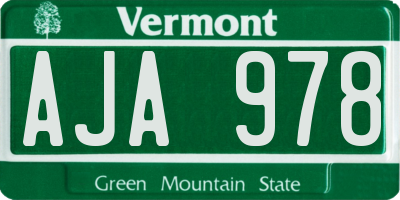 VT license plate AJA978