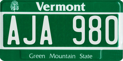 VT license plate AJA980