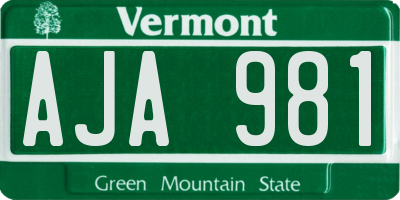 VT license plate AJA981