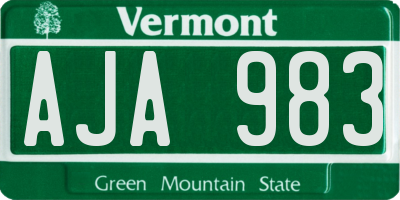 VT license plate AJA983