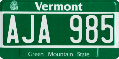 VT license plate AJA985