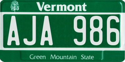 VT license plate AJA986