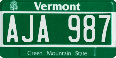 VT license plate AJA987