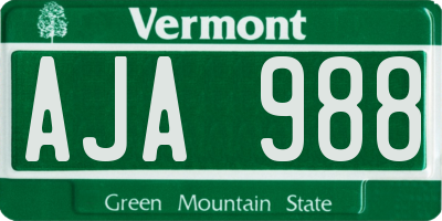 VT license plate AJA988