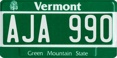 VT license plate AJA990