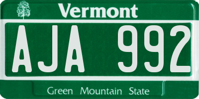 VT license plate AJA992