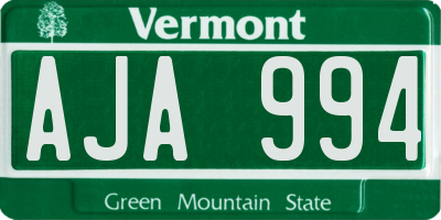 VT license plate AJA994