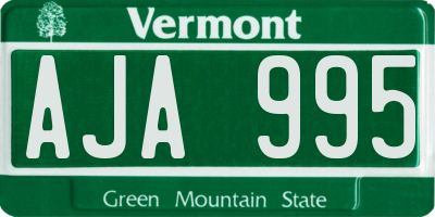 VT license plate AJA995