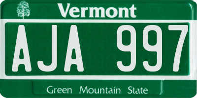 VT license plate AJA997
