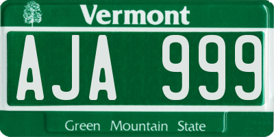 VT license plate AJA999