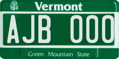 VT license plate AJB000
