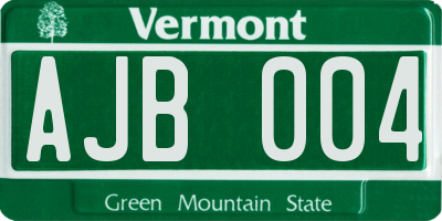 VT license plate AJB004