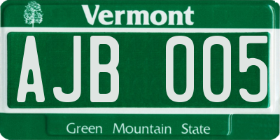 VT license plate AJB005