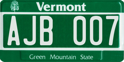 VT license plate AJB007