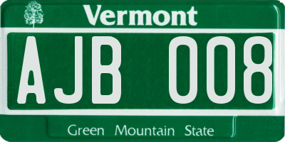 VT license plate AJB008