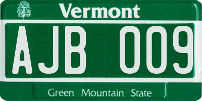 VT license plate AJB009
