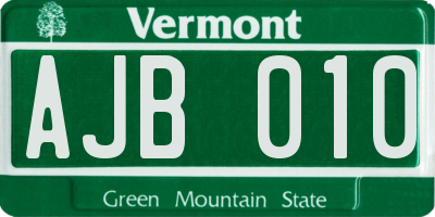 VT license plate AJB010