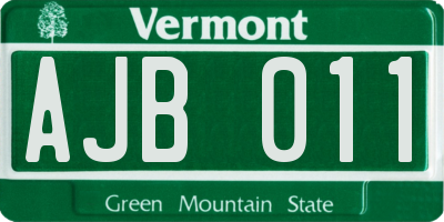 VT license plate AJB011