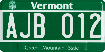 VT license plate AJB012