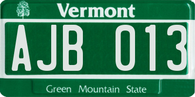 VT license plate AJB013