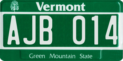 VT license plate AJB014