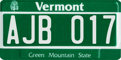 VT license plate AJB017