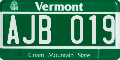 VT license plate AJB019