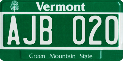 VT license plate AJB020