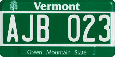 VT license plate AJB023