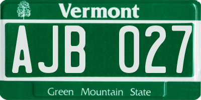 VT license plate AJB027