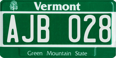 VT license plate AJB028