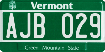 VT license plate AJB029
