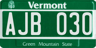 VT license plate AJB030