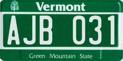 VT license plate AJB031