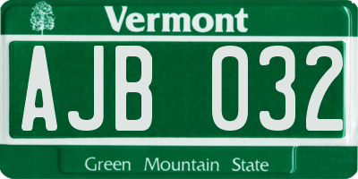 VT license plate AJB032