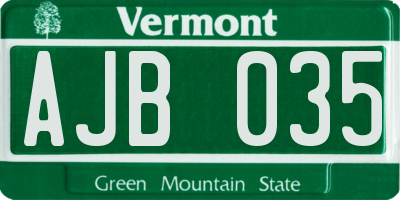 VT license plate AJB035