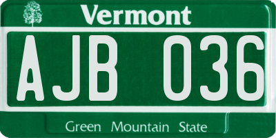 VT license plate AJB036