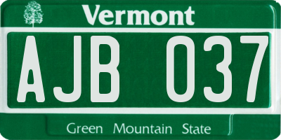 VT license plate AJB037