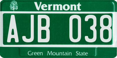 VT license plate AJB038
