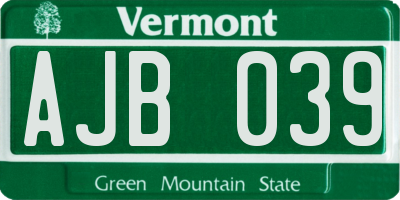 VT license plate AJB039