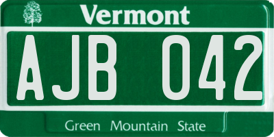 VT license plate AJB042