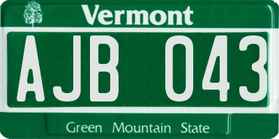 VT license plate AJB043