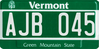 VT license plate AJB045