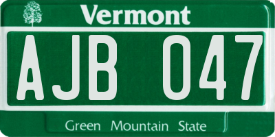VT license plate AJB047