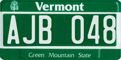 VT license plate AJB048