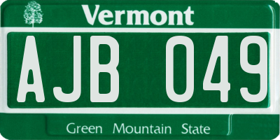 VT license plate AJB049