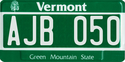 VT license plate AJB050